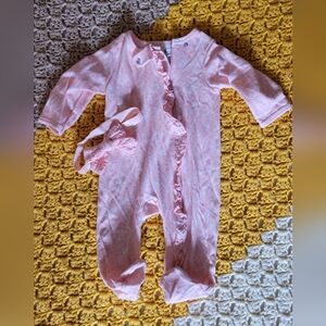 Pink Ruffled One Piece with Headband